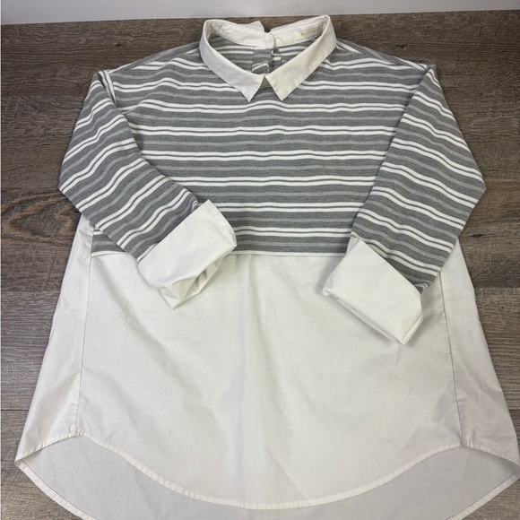 All:Row Layered Collared Blouse Pullover Knit Top Size Small - Picture 3 of 8